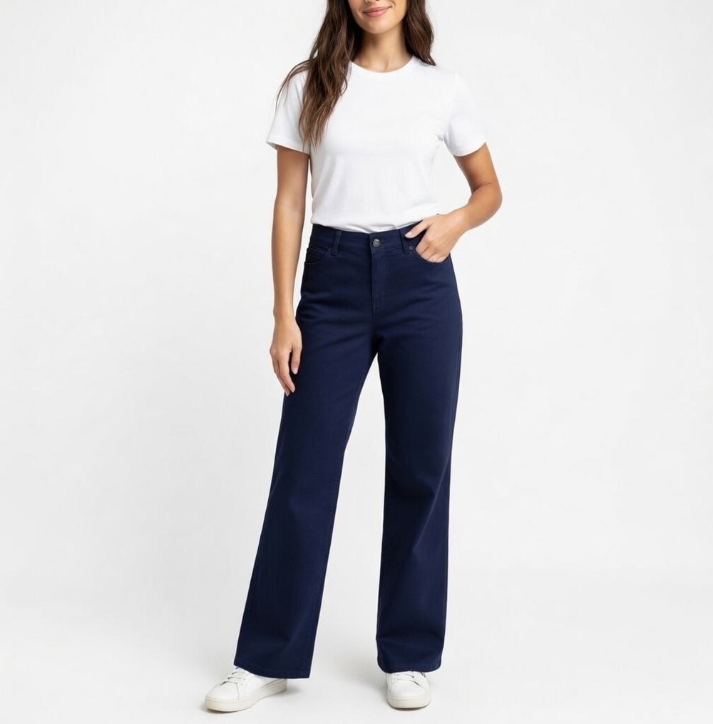 CROFT & BARROW Secretly Slimming Stretch Straight Leg Pants Navy Size 8 NWT